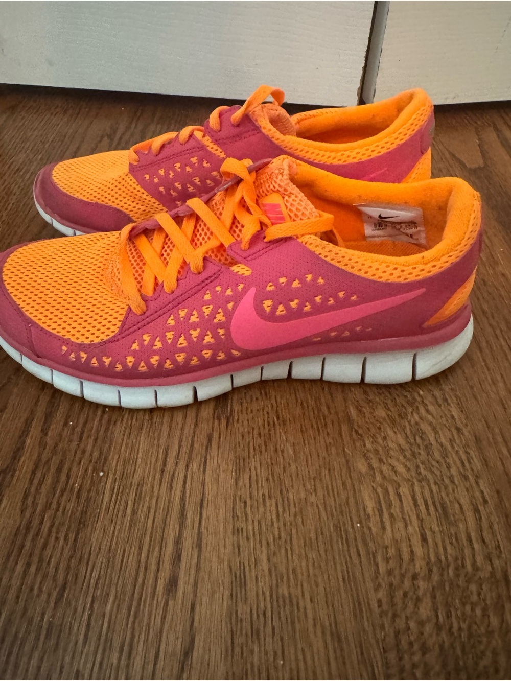 Nike Orange and Pink Running Shoe Interior Detail